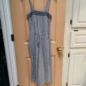grey/black/white striped textured jumpsuit